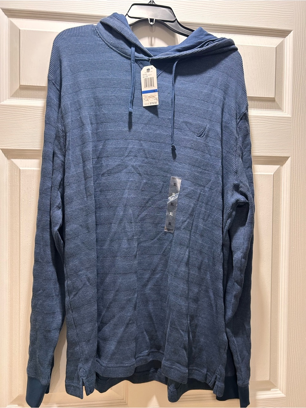 Nautica Men's Slate Blue Hooded Knit Pullover